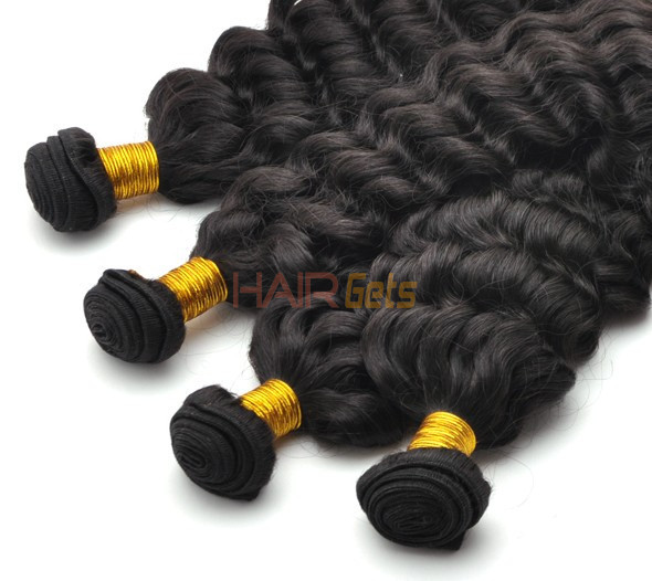 7A Virgin Indian Hair Extensions Water Wave Natural Black 1