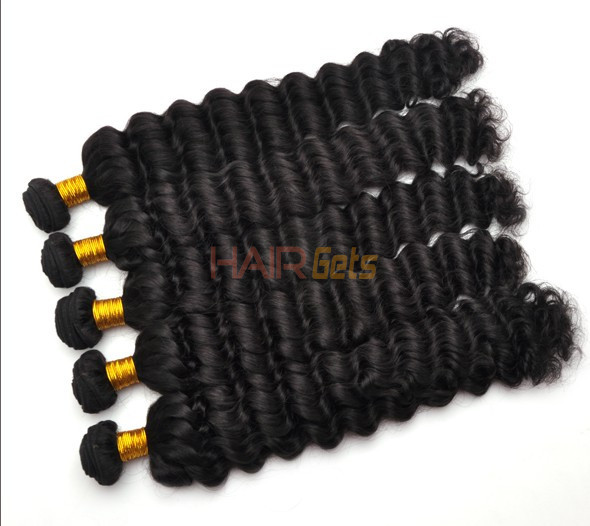 7A Virgin Indian Hair Extensions Water Wave Natural Black 2