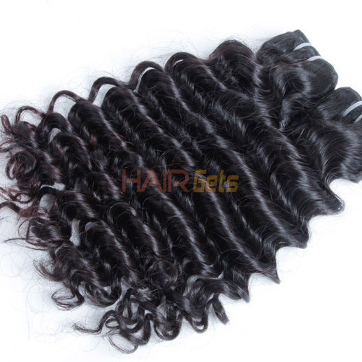 1 stk 7A Virgin Indian Hair Extensions Deep Wave Natural Black 0