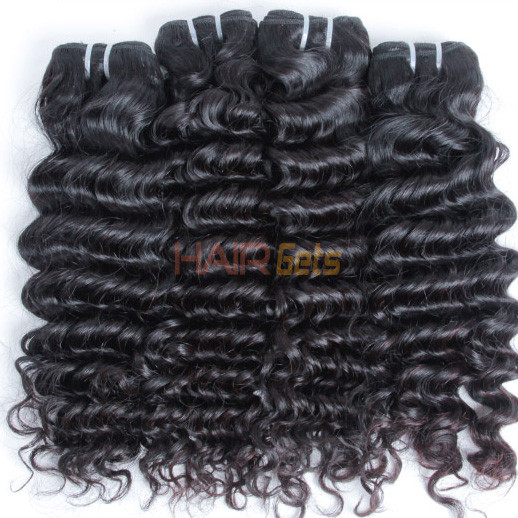 2pcs 7A Deep Wave Virgin Indian Hair Weave Natural Black 0