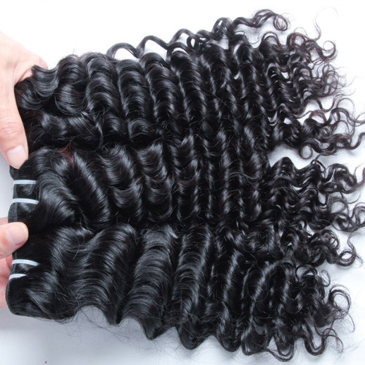 3st 7A Indian Virgin Hair Weave Deep Wave natuurlijk zwart 0