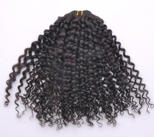 7A Malaysian Virgin Hair Weave Kinky Curl Naturlig Svart 2