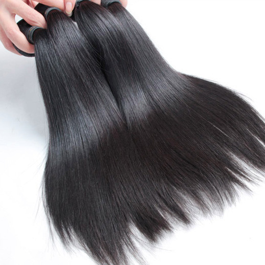 4 шт. 8A Шелковистые прямые малайзийские девственные волосы Плетение Натуральный черный 1