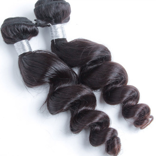 1 paquete 8A Onda suelta Cabello virgen peruano Armadura Negro natural 0