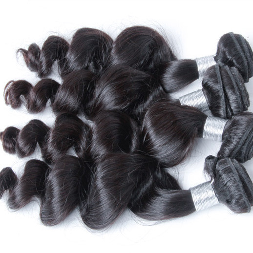 4 bunter 8A Virgin Peruvian Hair Loose Wave Natural Black Med Pris 0