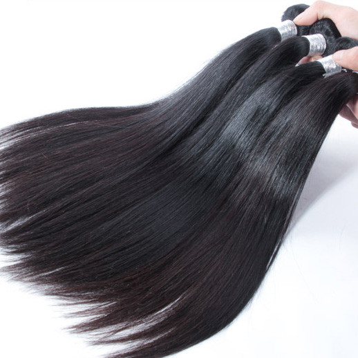 2 paquetes 8A Cabello peruano virgen Tejido recto sedoso Negro natural 0