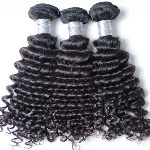 2 pcs 8A Deep Wave Vierge Péruvien Cheveux Weave Naturel Noir 0