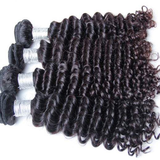 3 stk 8A Peruansk Virgin Hair Weave Naturlig Svart Deep Wave 1