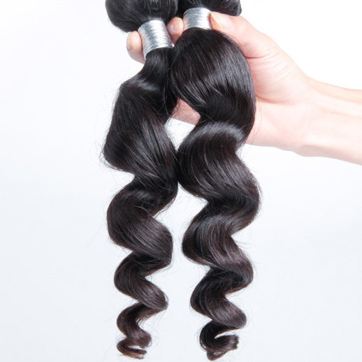 2 pcs 8A Virgin Peruvian Hair Loose Wave Weave Natural Black 0