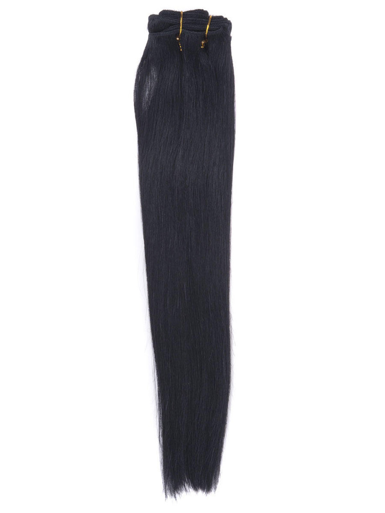 Jet Black(#1) Silky Straight Remy-hårbuntar 0