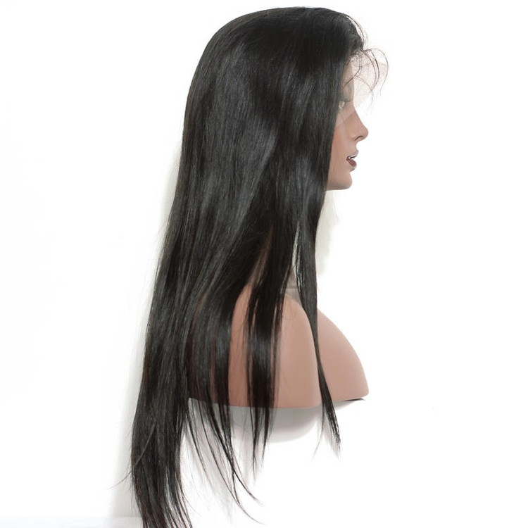 Peruca frontal longa reta 360 de renda, 100% cabelo humano perucas 12-30 polegadas 0