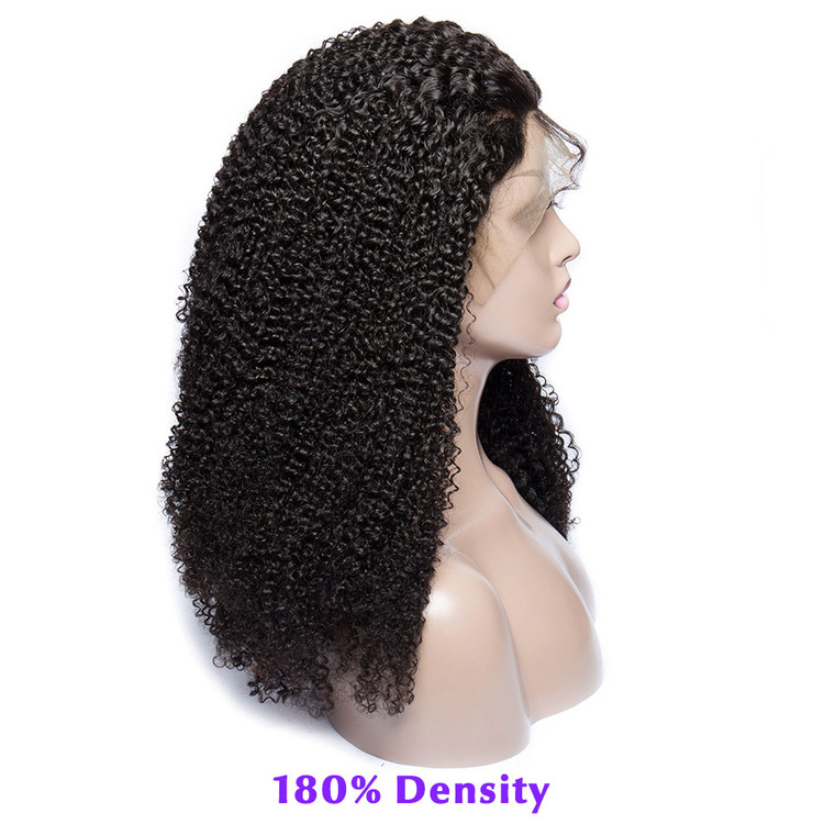 Kinky Curly 360 Peluca frontal de encaje, 100% pelucas rizadas de cabello virgen 8A para mujeres 2