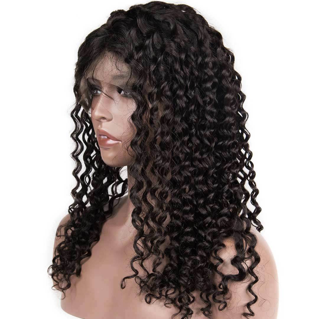 360 koronkowych peruk z ludzkich włosów z falą wodną, gładkie 10-30 cali 0
