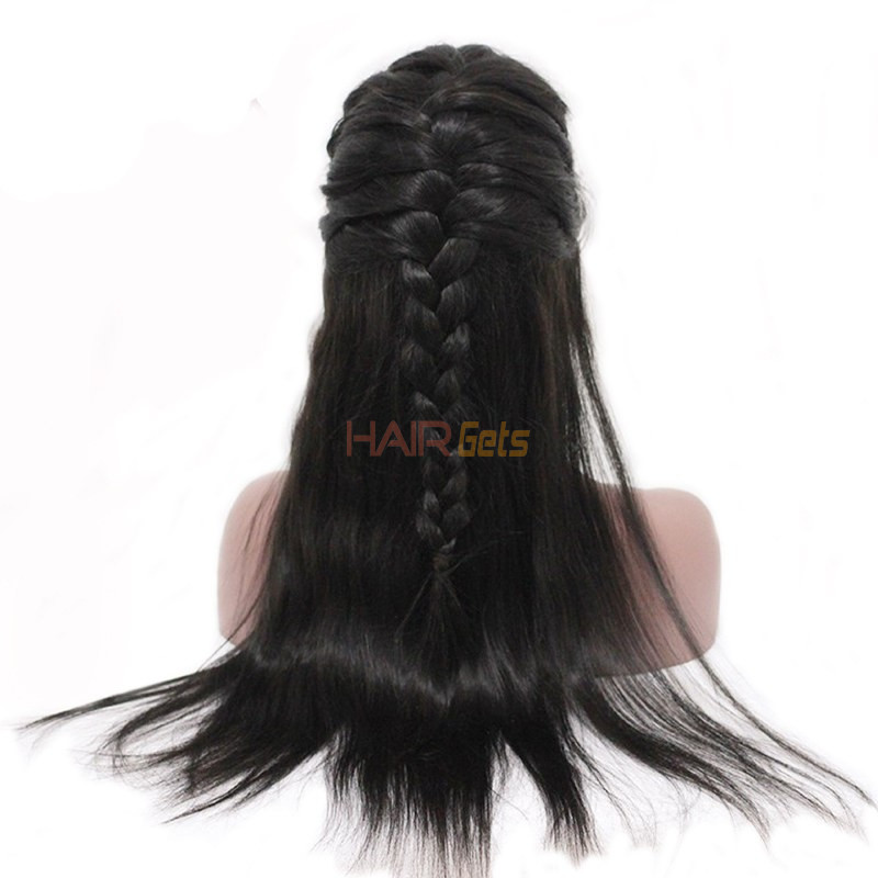 Шелковистый прямой полный парик шнурка, парики 100% человеческих волос девственницы 8-28 дюймов 2