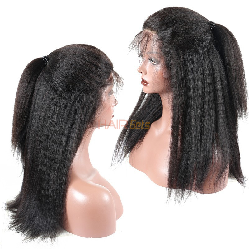 Shiny Kinky Straight Full Lace Wig, Amazing Human Hair Wigs 12-28 inch 0