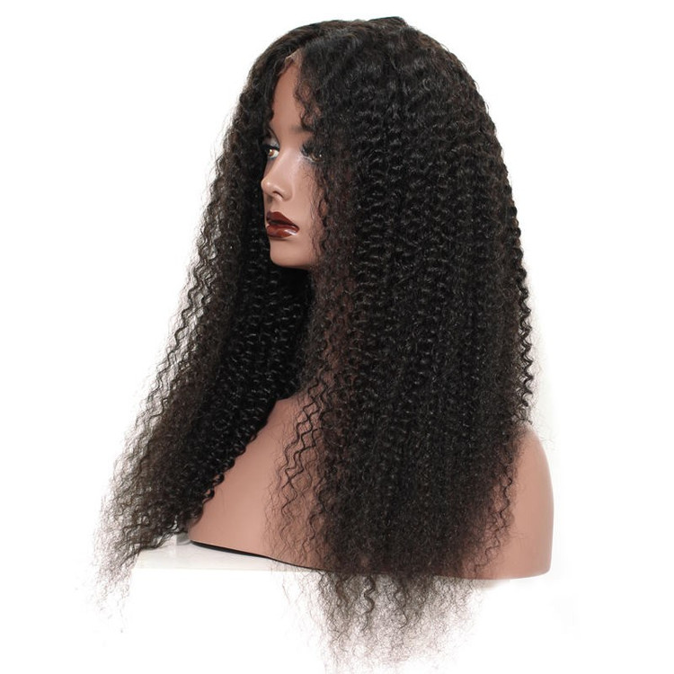 Kinky Curly Full Lace-pruik, 100% maagdelijk haar krullende pruiken voor vrouwen 0