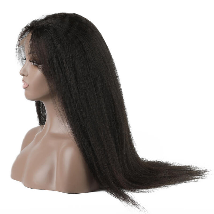 Glanzende Kinky Rechte Lace Front Pruik, Verbazingwekkende Maagd Haar Pruiken 10-26 inch 1