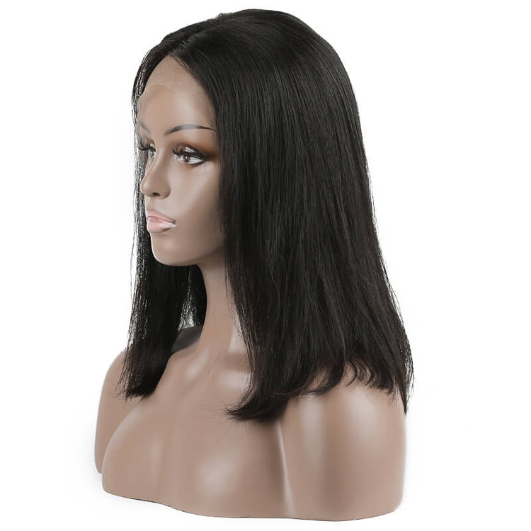 Lace Front Straight Bob Wigs 10 pouces-30 pouces, véritable perruque de cheveux vierges 0