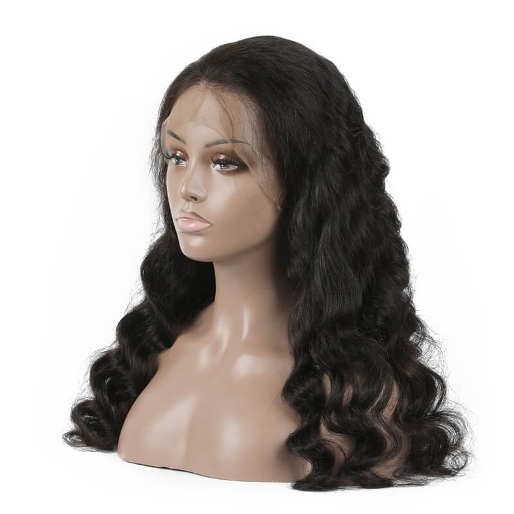 Beste kvalitet Loose Wave Lace Front menneskehår parykk myk som silke 0