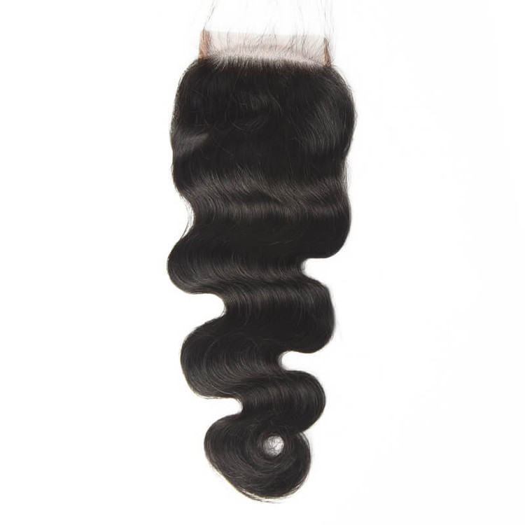 4*4 Unprocessed Virgin Hair Body Wave Lace Closure Natural Color lc002