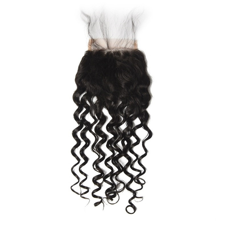 Billigaste Virgin Hair Water Wave Lace Closure, Natural Back