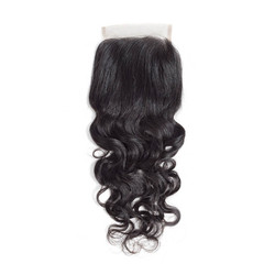 Fechamento de renda de onda natural de cabelo virgem quente 4*4 ofertas, 12-26 polegadas