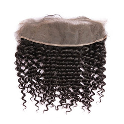 Billigaste Virgin Hair Deep Wave Lace Frontal, Natural Back