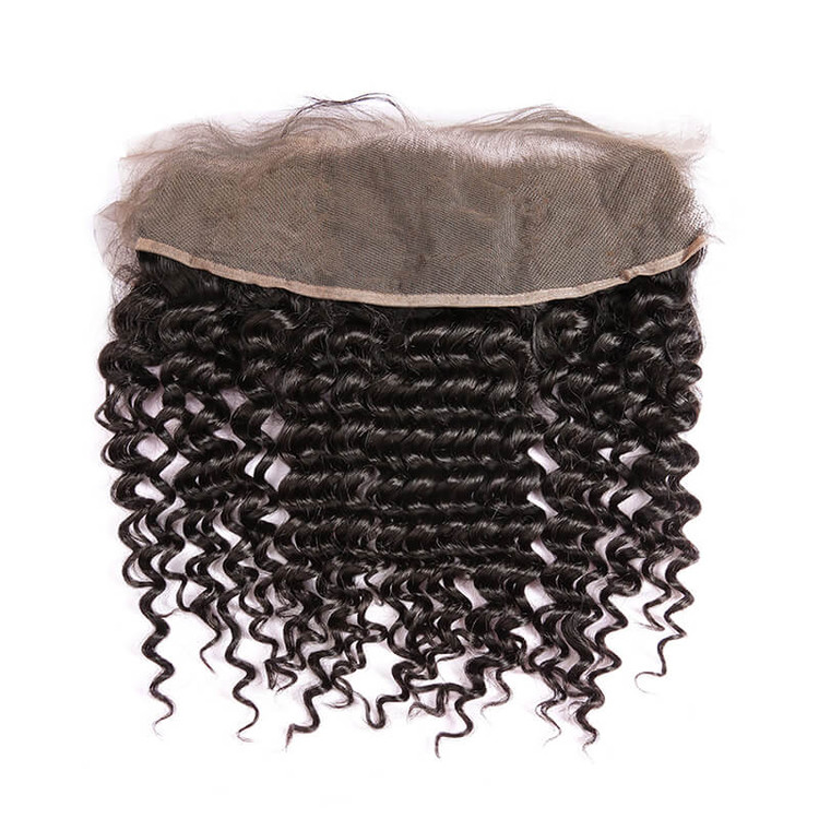 Frontal en dentelle de cheveux vierges lisses, frontal bouclé 13 * 4 pour les femmes