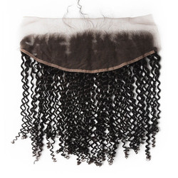 Cheveux humains frontal, Kinky Curly Lace Frontal, 10-28 pouces