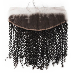 Menneskehår Frontal, Kinky Curly Lace Frontal, 10-28 tommer