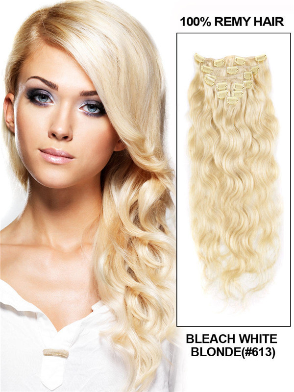 Bleach White Blonde(#613) Ultimate Body Wave Clip In Remy Hair Extensions 9 Pieces