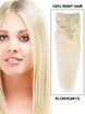 Bleach White Blonde(#613) Extensions de cheveux droites à clips de qualité supérieure 7 pièces