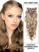 Kastanjebrun/blond(#F6-613) Premium Body Wave klips i hårforlengelser 7 deler