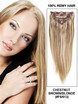 Chestnut Brown/Blonde(#F6-613) Ultimate Straight Clip In Remy Hair Extensions 9 Pieces