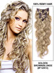 Goudbruin/Blond (#F12-613) Deluxe Body Wave Clip In Human Hair Extensions 7 stuks