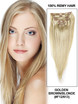 Brun Doré/Blonde(#F12-613) Ultimate Straight Clip In Remy Hair Extensions 9 Pièces