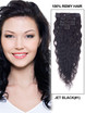 Jet Black(#1) Deluxe Kinky Curl Clip I Human Hair Extensions 7 stk
