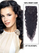 Jet Black(#1) Premium Kinky Curl Clip en extensiones de cabello 7 piezas