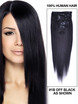 Natural Black (#1B) Deluxe Silky Straight Clip In Echthaarverlängerungen 7 Stück