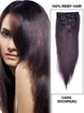 Dark Brown(#2) Premium Silky Straight Clip In Hair Extensions 7 Pieces