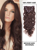 Medium Brown(#4) Deluxe Body Wave Clip In Human Hair Extensions 7 Pieces