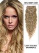 Light Golden Brown(#12) Deluxe Kinky Curl Clip In Human Hair Extensions 7 Pieces