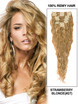 Strawberry Blonde(#27) Deluxe Kinky Curl Clip I Human Hair Extensions 7 stk.