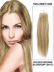 Remy Micro Loop Hair Extensions 100 tråde silkeagtig lige gyldenbrun/blond(#F12/613)