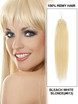 Remy Micro Loop Hair Extensions 100 tråde Silky Straight Bleach White Blond(#613)