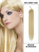 Micro Loop Remy Hair Extensions 100 tråde Silkeagtig Straight Medium Blond(#24)