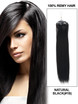 Micro Loop Human Hair Extensions 100 Strands Silky Straight Natural Black(#1B)