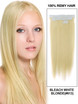 Tape In Human Hair Extensions 20 Piece Silky Straight Bleach White Blond(#613)