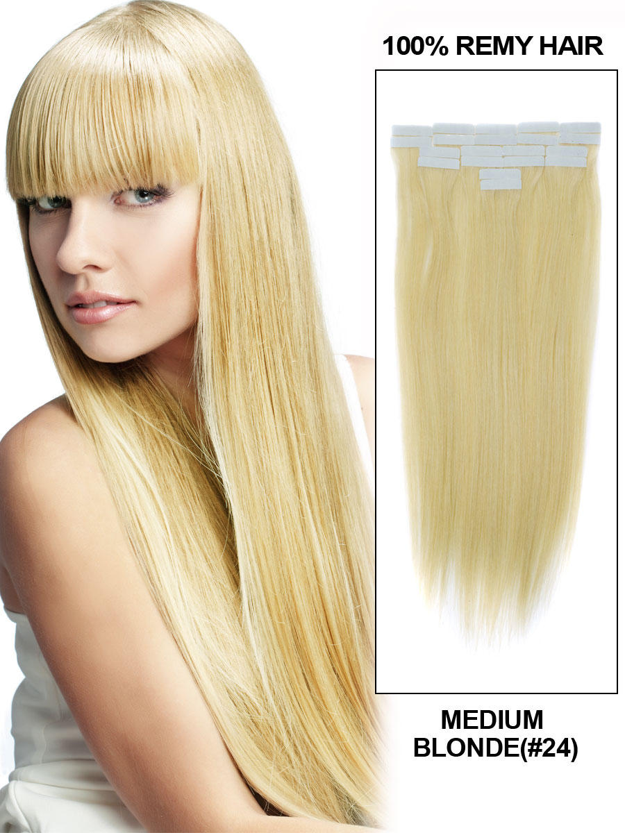 Tape In Human Hair Extensions 20 Piece Silky Straight Medium  display picture 3