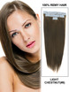 Remy Tape In Hair Extensions 20 pièces Silky Straight Light Chestnut (#8)